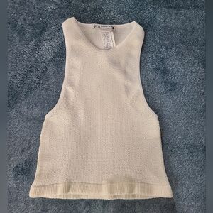 Zara Ivory Sleeveless  Crop Top
